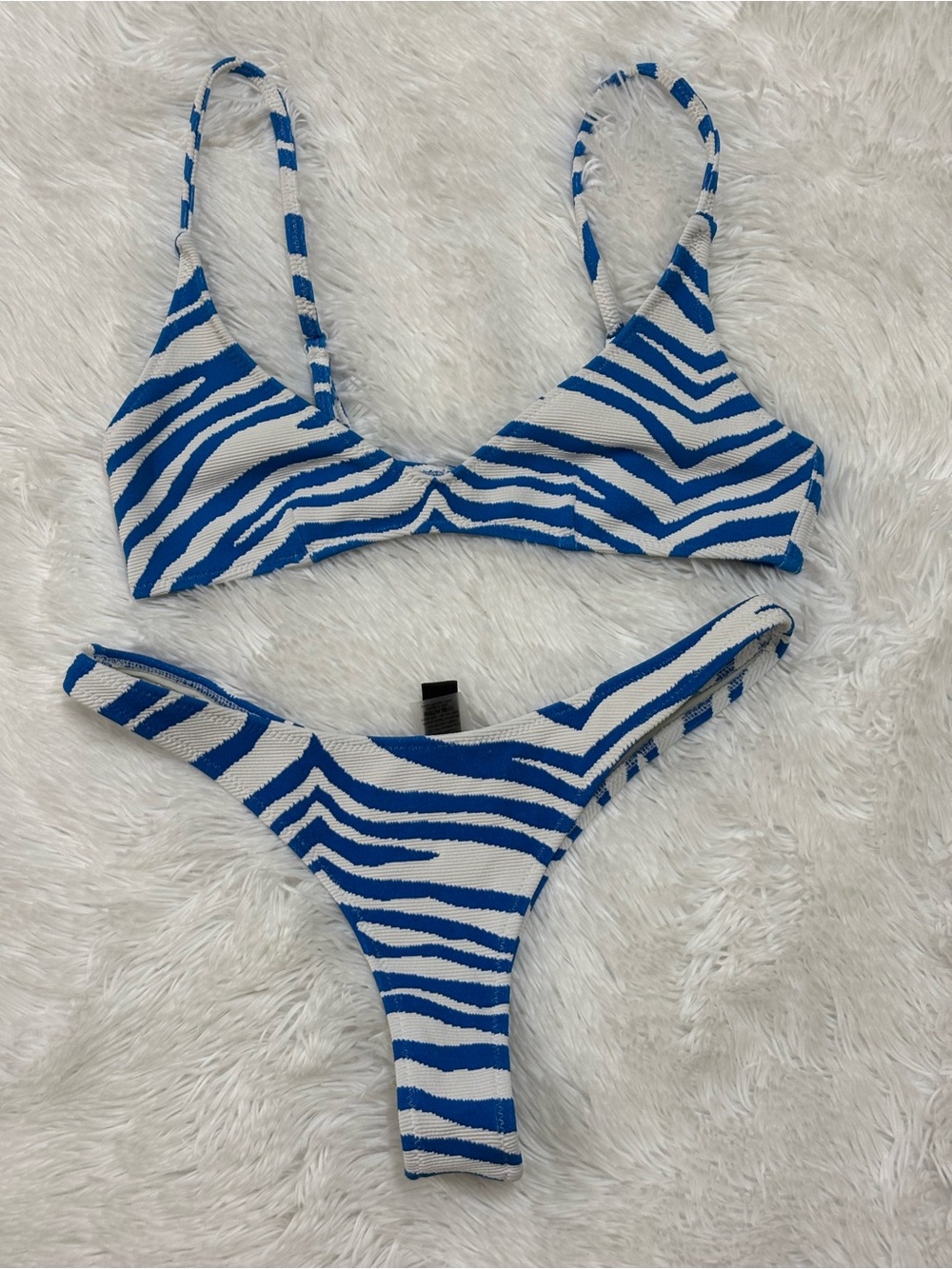 triangl swimwear Blue and White Striped Bikini Top